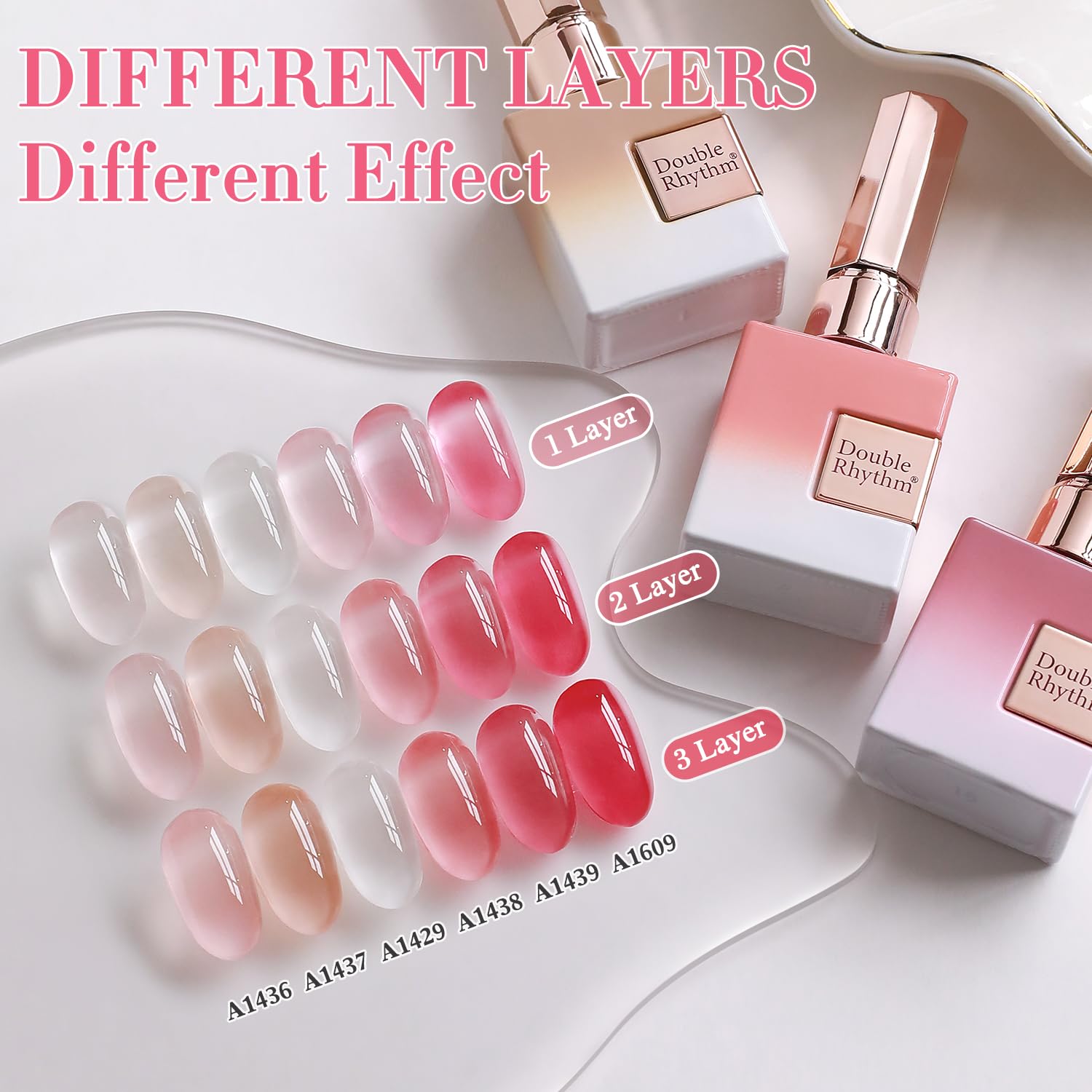 Set de geles Double Rhythm 6 botes 15ml en caja para almacenamiento