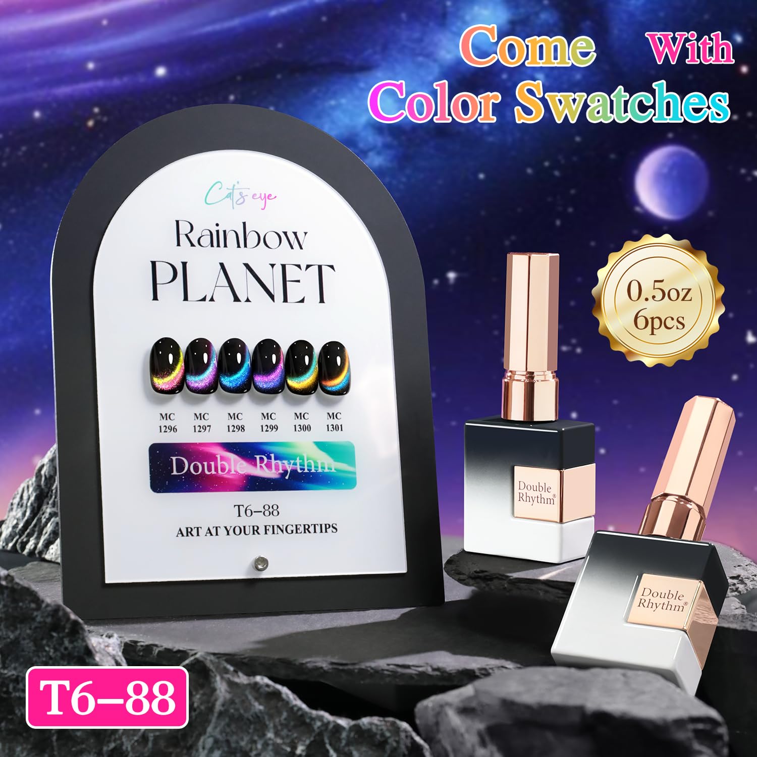 Double Rhythm esmalte gel ojo de gato acabado holográfico y duradero