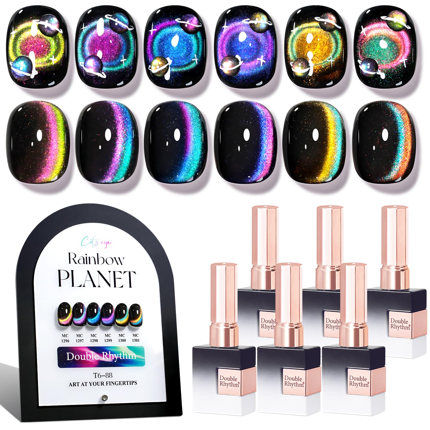Double Rhythm set esmalte gel ojo de gato en botella uniforme, brillo duradero para uñas