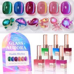 Conjunto de gel de uñas Double Rhythm ojo de gato, seis colores.