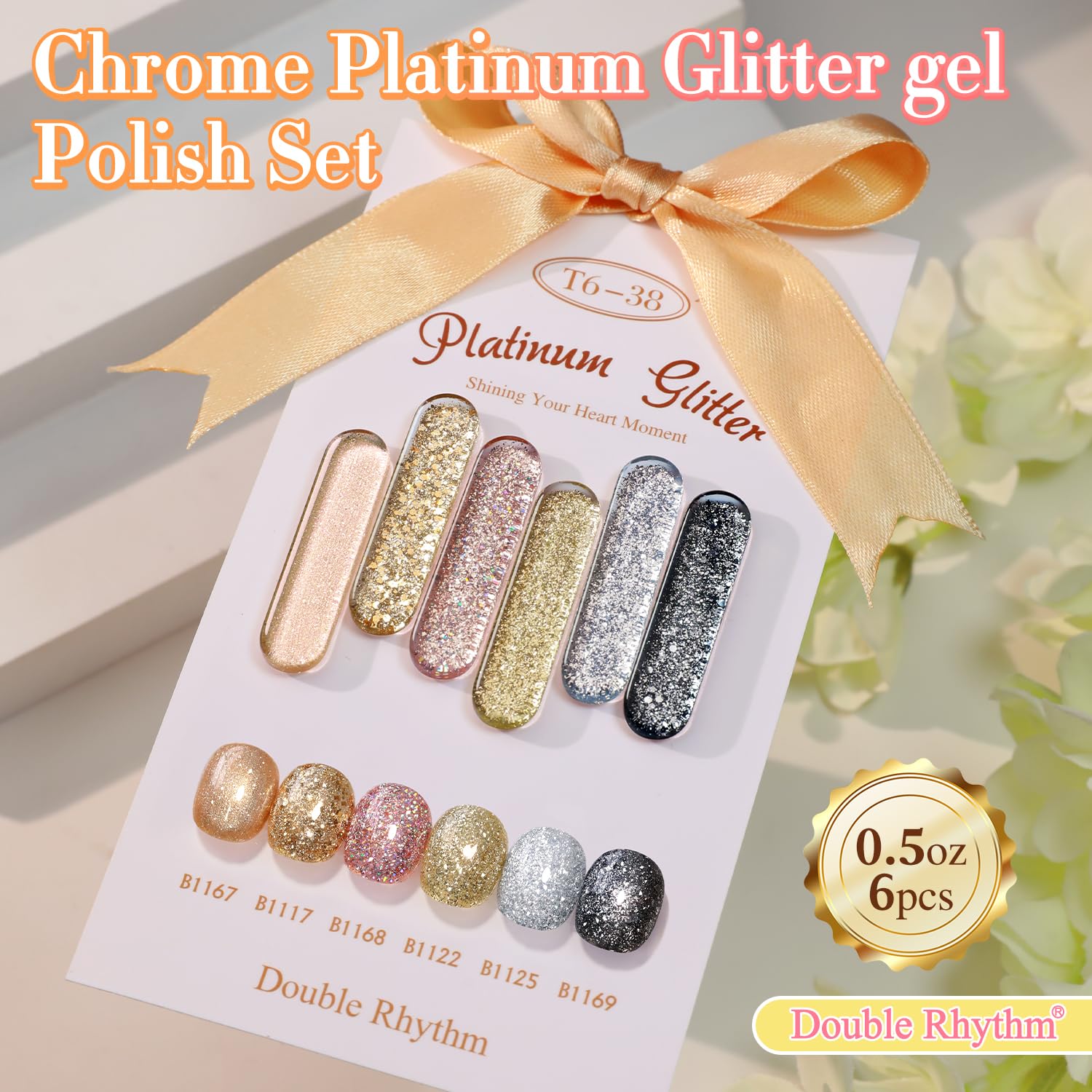 Polish gel de Double Rhythm en plata, acabado reflectante para uñas brillantes.