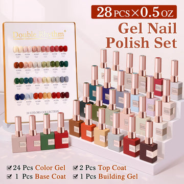Double Rhythm Top Gel claro, doble capa y acabado liso para manicura.
