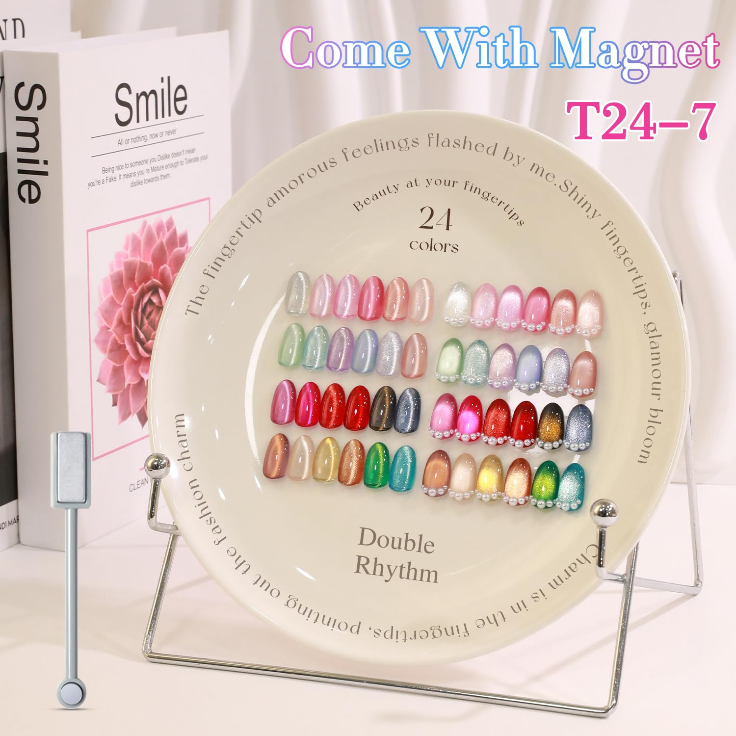 Gel magnétique Double Rhythm, teinte argent ou doré, effet œil-de-chat durable.