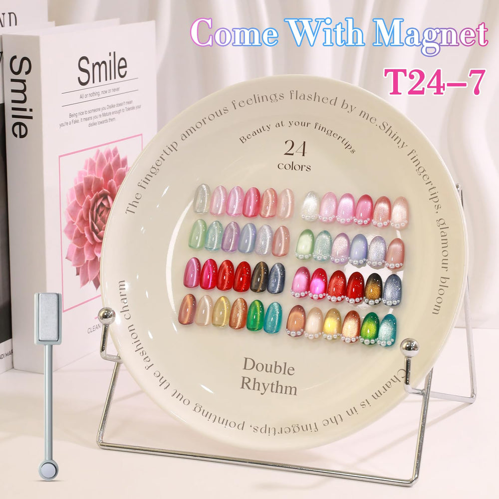 Gel magnétique Double Rhythm, teinte argent ou doré, effet œil-de-chat durable.