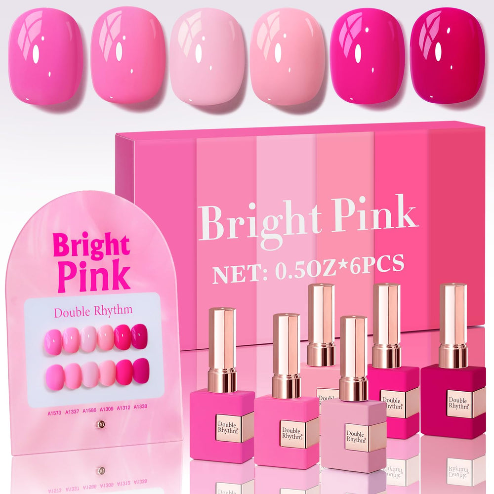Double Rhythm vernis gel rose neon, flacon 15 ml, fini brillant et durable.