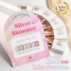 Vernis gel scintillant Or et Argent sur présentoir Double Rhythm