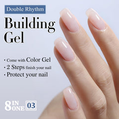Apex construido con gel Double Rhythm para uñas más fuertes.