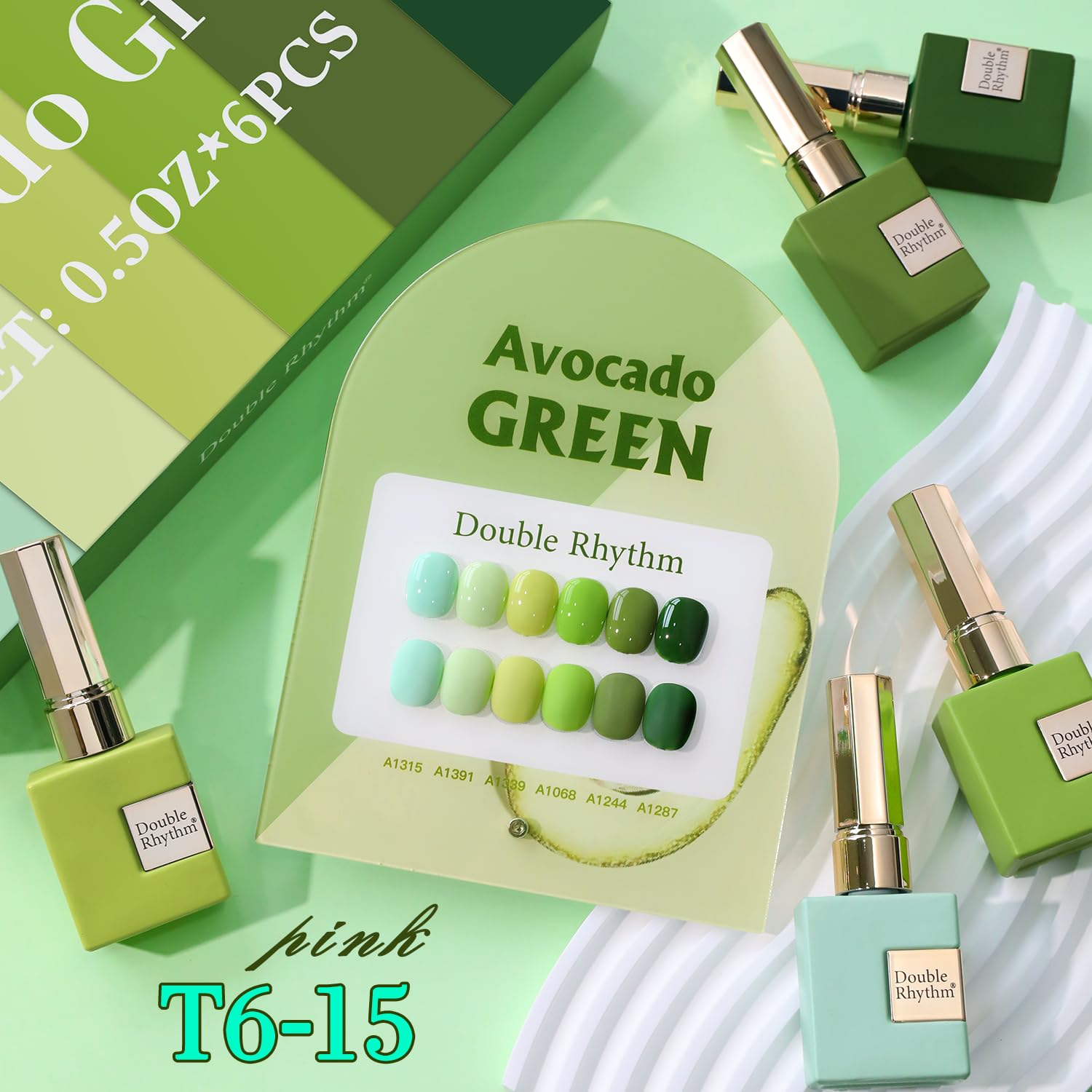 Base y top coat para completar el set es gel Double Rhythm y lograr sellado.
