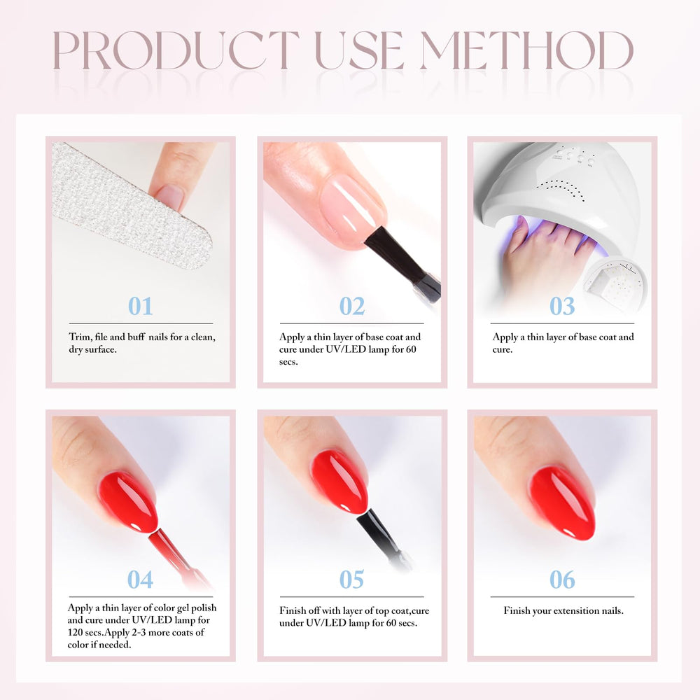 Instrucciones claras para base color y top coat