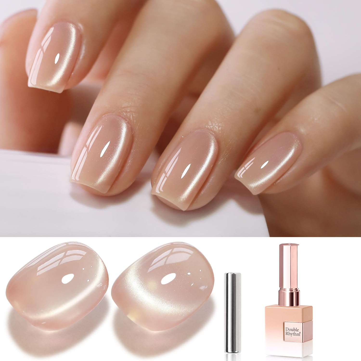 Double Rhythm esmalte gel ojo de gato con imán para efectos dinámicos.