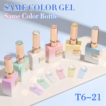Doublerhythm esmalte gel verde en botella, tono fresco para looks veraniegos