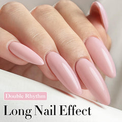 Double Rhythm gel uñas rosa bebé, frasco iluminado para secado rápido y acabado profesional