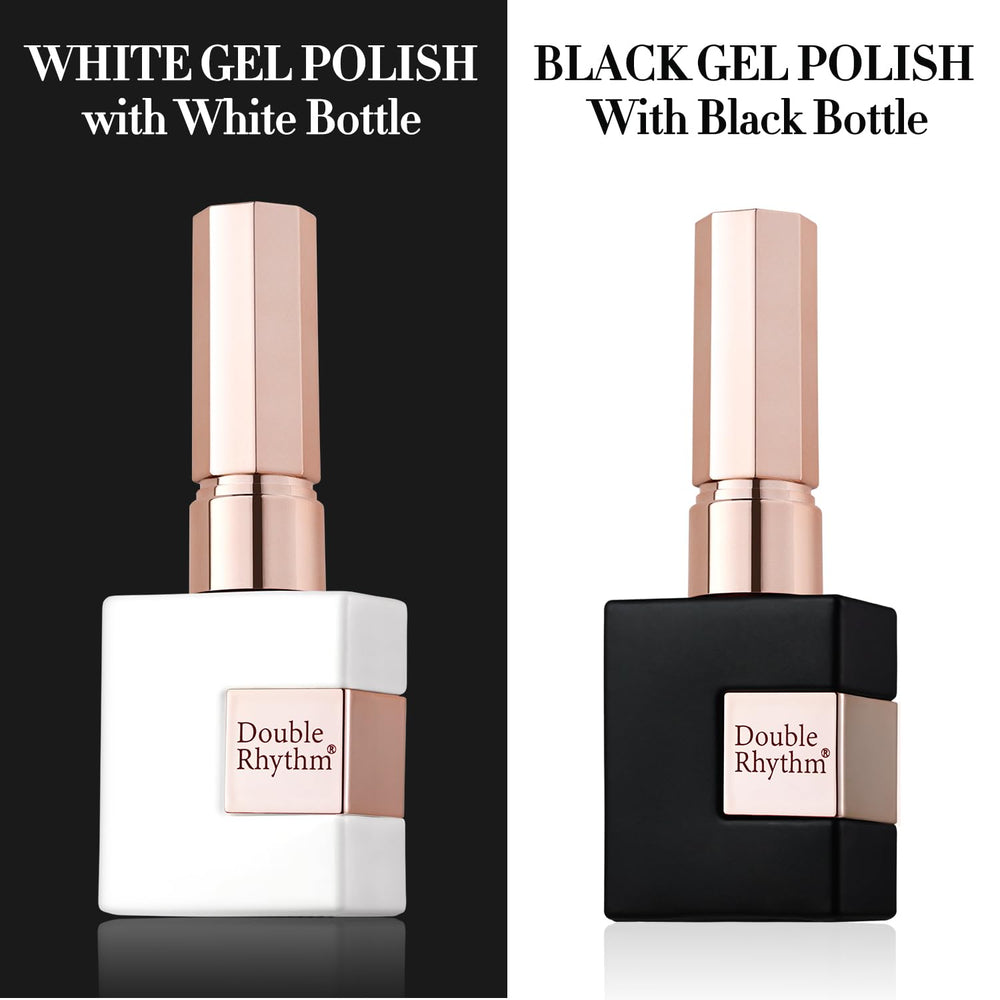 Double Rhythm gel negro de 15ml, botella cuadrada para contraste elegante en uñas.
