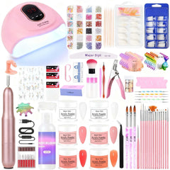 Kit DouborQ d’ongles acryliques avec lampe UV, parfait pour débutants.