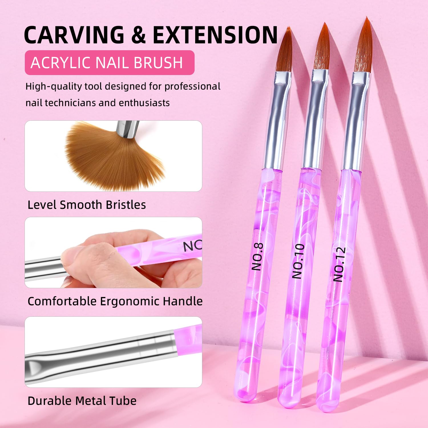 Pinceau acrylique DouborQ: contrôle précis pour le nail art.