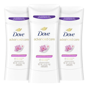 Dove Advanced Care bâton nenuphar-sakura, flacon visuel avec parfum délicat et fraîcheur durable.