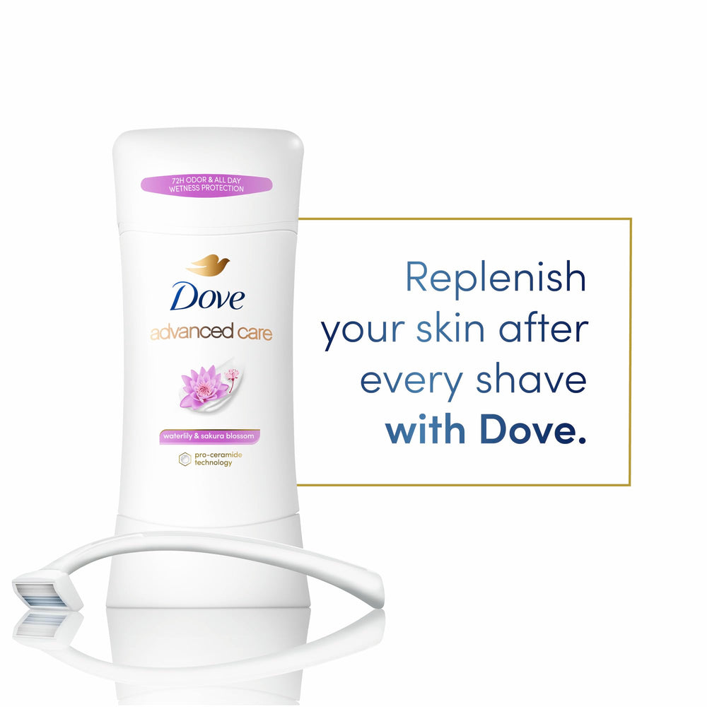 Dove Advanced Care baton-pro ceramide, illustration de la technologie renforçant la barrière cutanée.