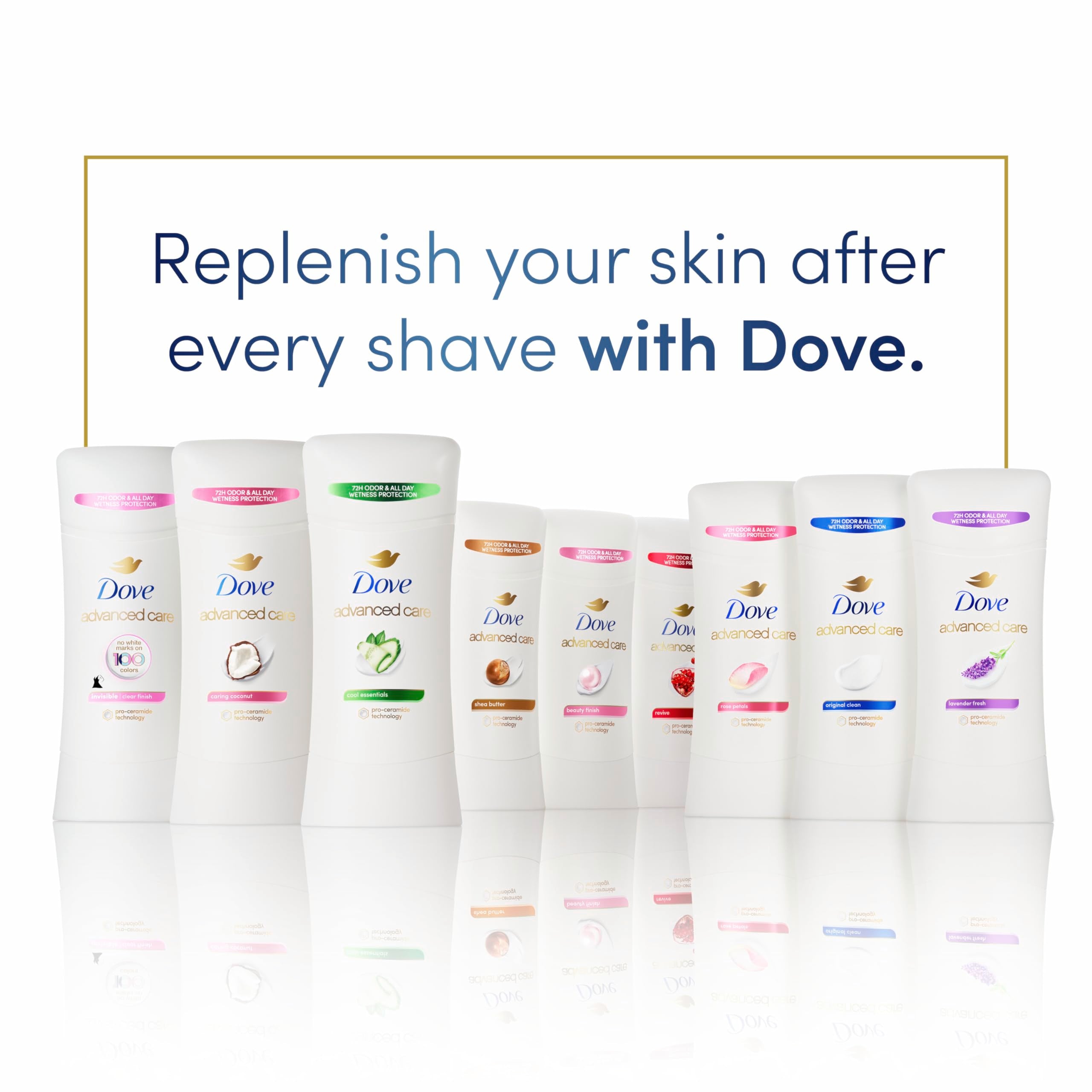 Dove Advanced Care Beauty Finish vegan and cruelty-free labeling close-up.