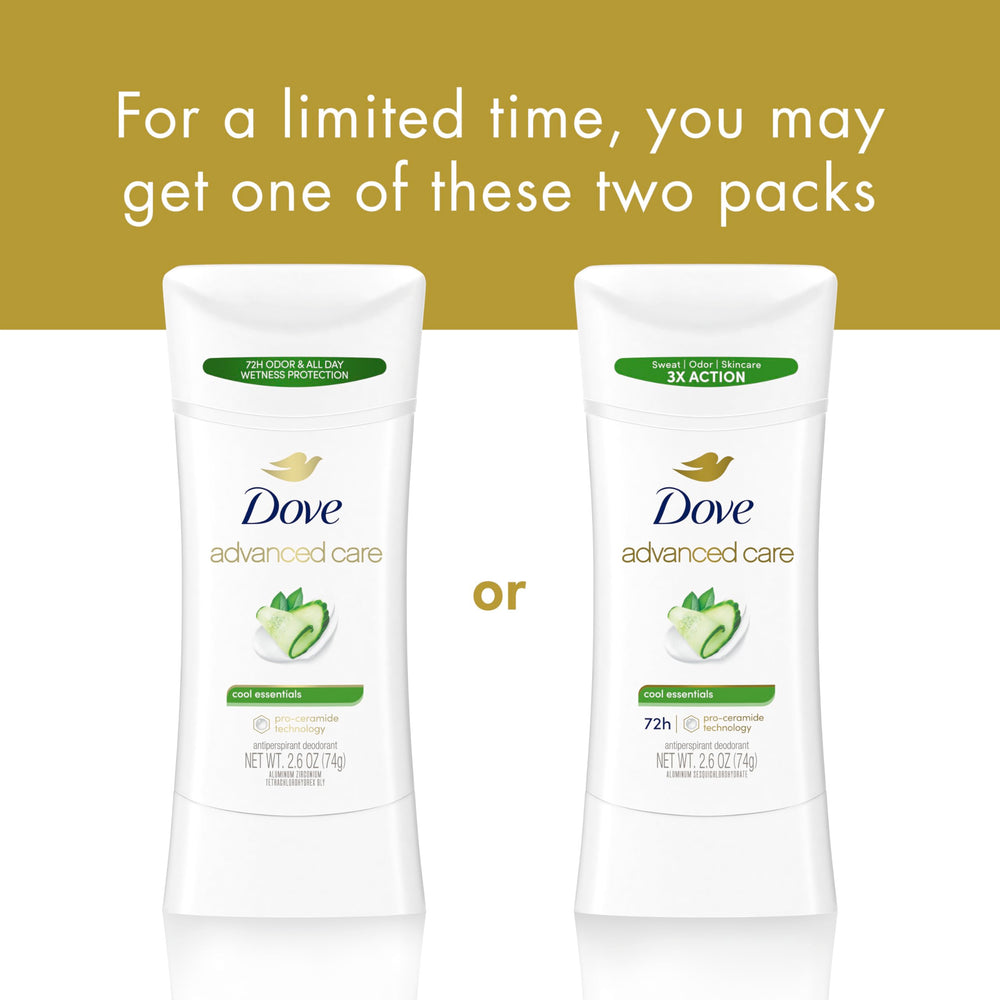 Dove Advanced Care Fragancia Pepino, alivio ligero para la piel tras el afeitado.