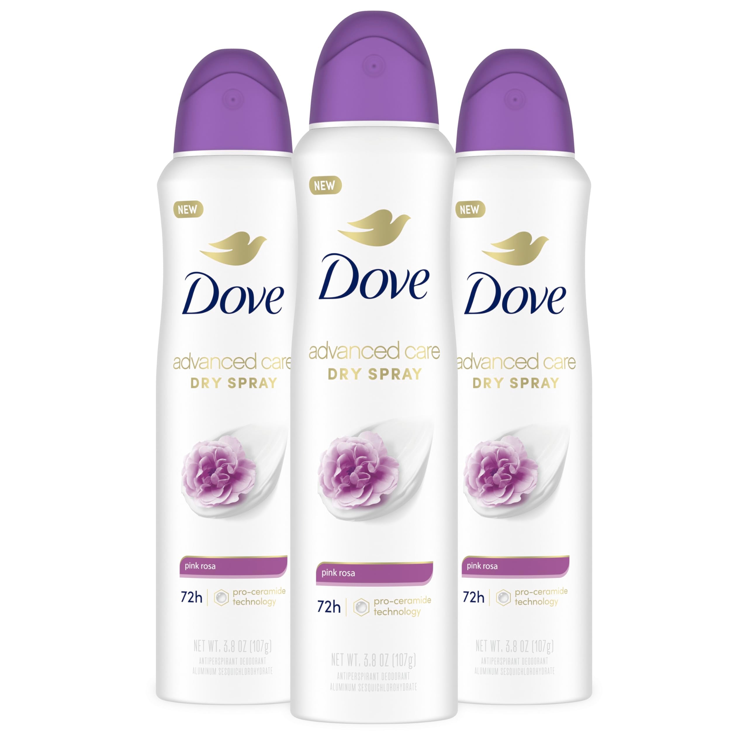 Dove Advanced Care Desodorante en aerosol rosa ofrece protección 72 h para axilas secas y frescas