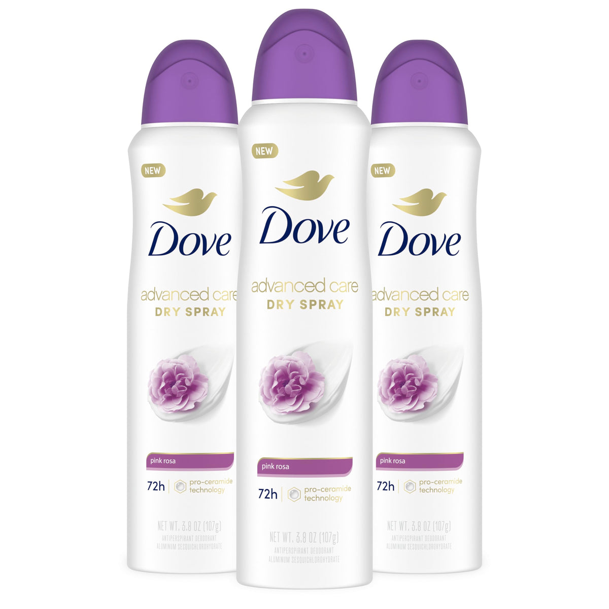 Dove Advanced Care Desodorante en aerosol rosa ofrece protección 72 h para axilas secas y frescas