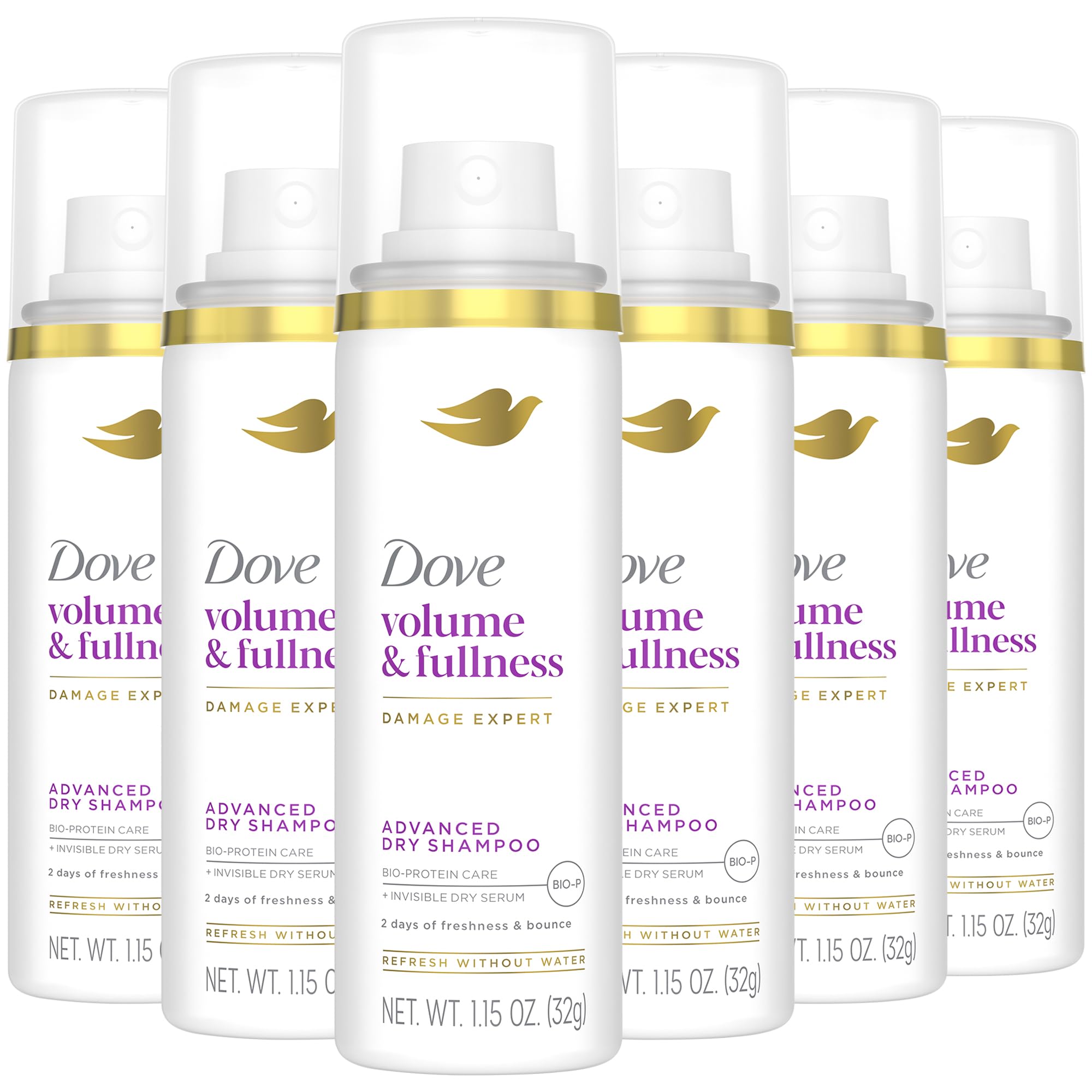 Dove Advanced Dry Shampoo travel-size 6-pack refreshes hair between washes with volume