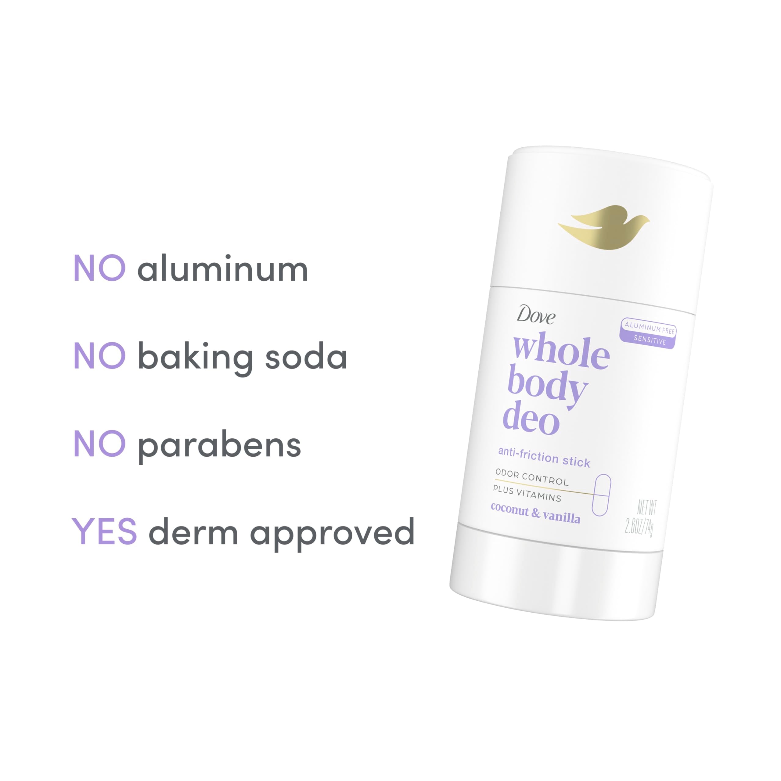 Dove fragrance stick ideal for thighs and other friction-prone areas.