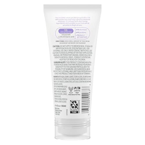 Aplicación suave de Dove crema desodorante para todo el cuerpo.