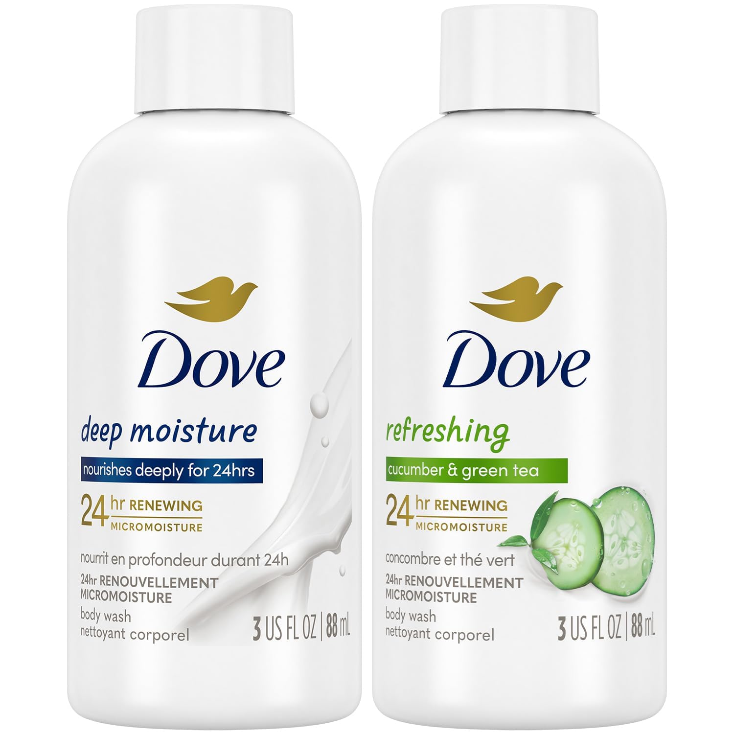 Dove Bano Cuerpo Viaje Duo Pack: cuidado diario en viajes y doble aroma