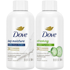 Dove Bano Cuerpo Viaje Duo Pack: cuidado diario en viajes y doble aroma