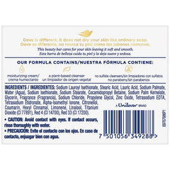Dove barra espuma cremosa para limpieza suave y agradable.