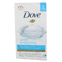 Dove barra exfoliante suave 4oz con perlas para una piel más suave.