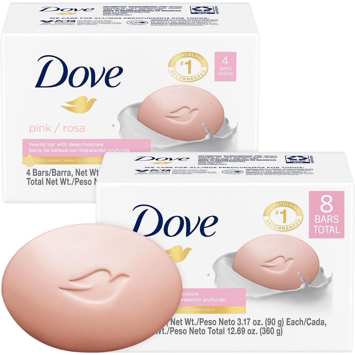 Dove Barra Rosada detalle: hidratación suave para la piel