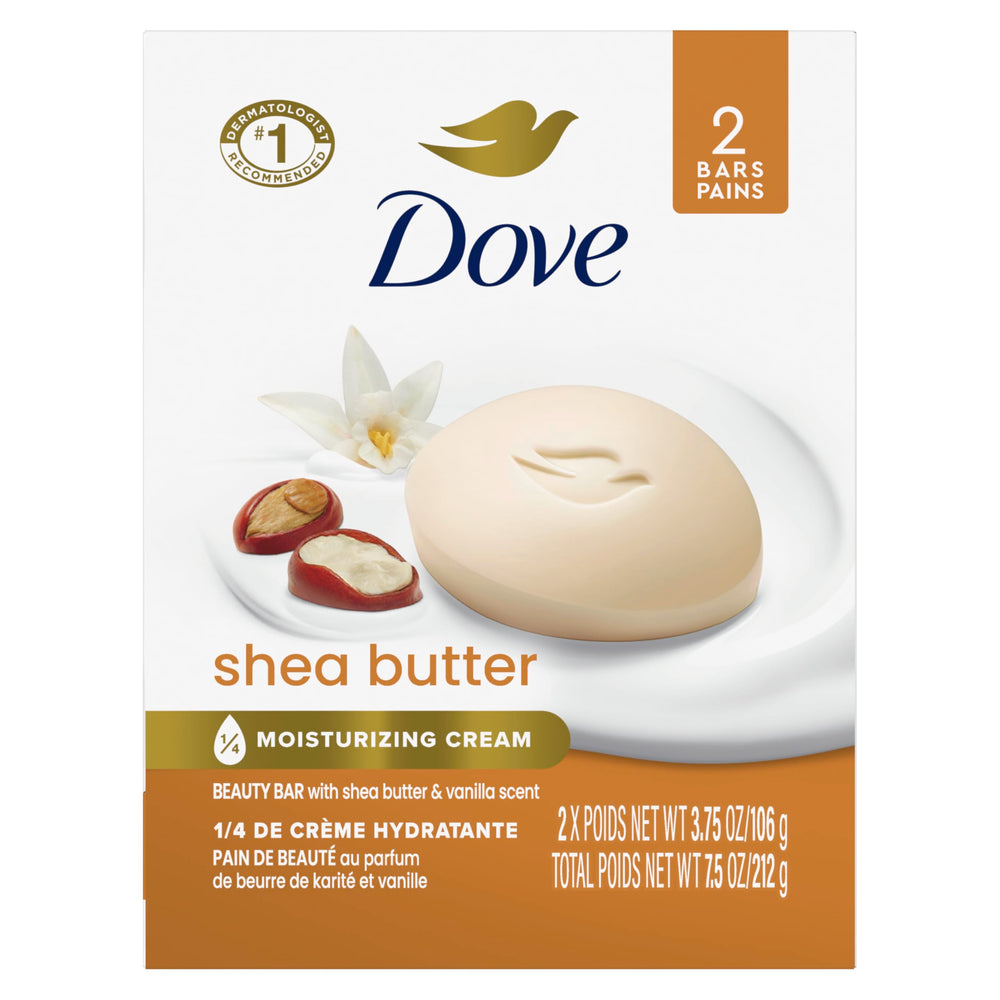 Dove barra con Shea manteca y aroma suave, hidrata la piel