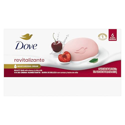Dove Beauty Bar Cherry and Chia Milk highlights the 1/4 moisturizing cream.