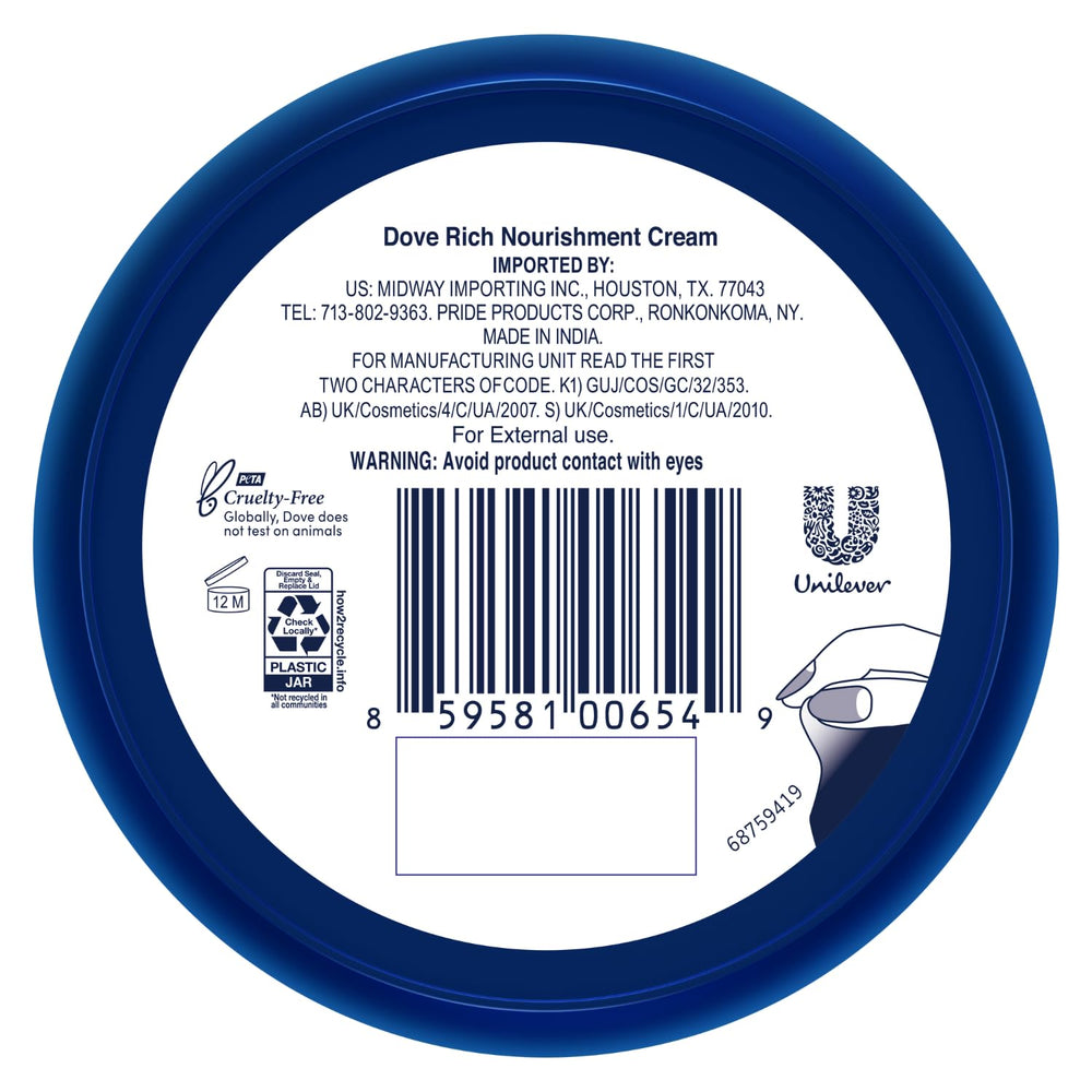Dove Body Love crema de absorción rápida para rostro, manos y cuerpo.