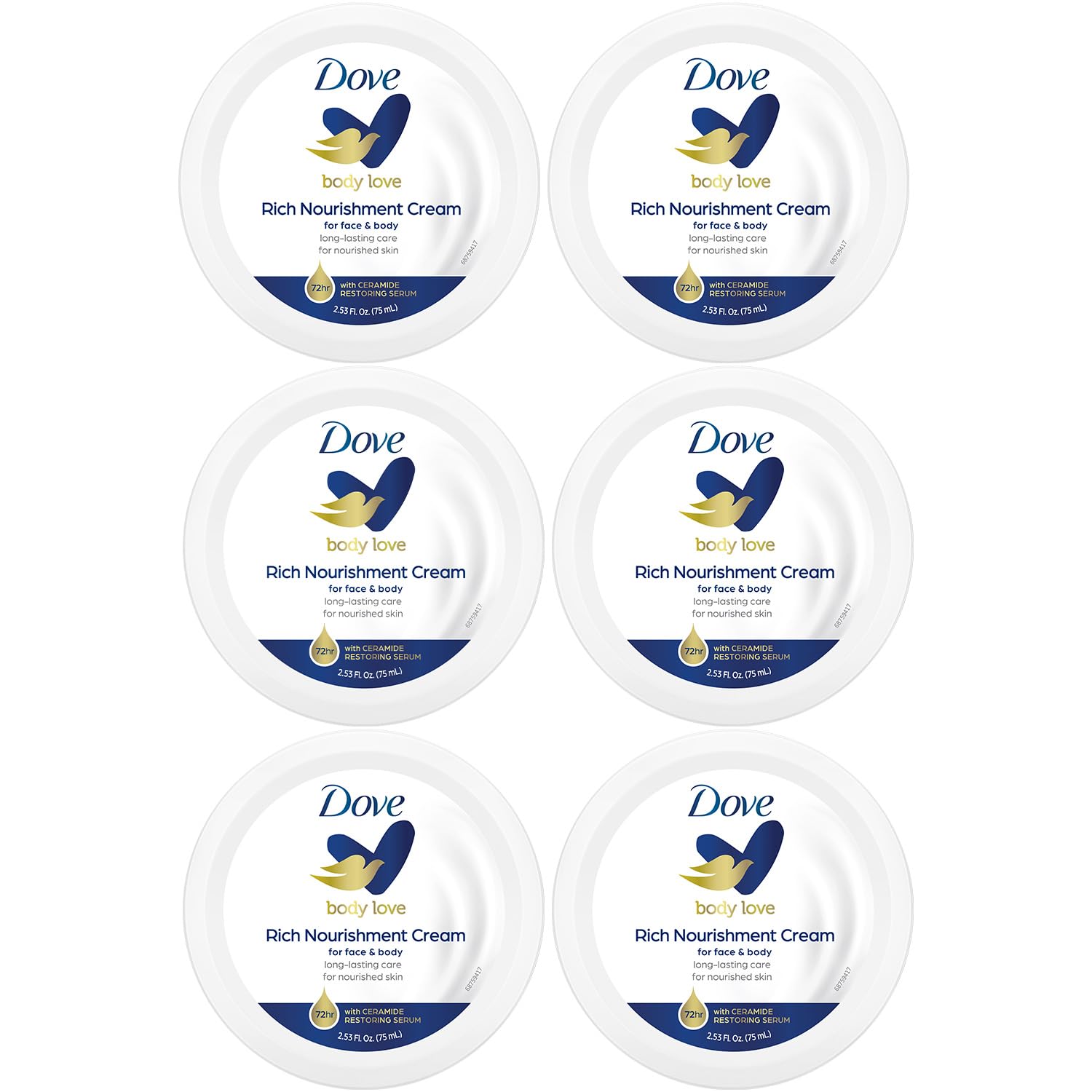 Dove Body Love crema con ceramidas: tarro visible para hidratación intensa de piel seca.