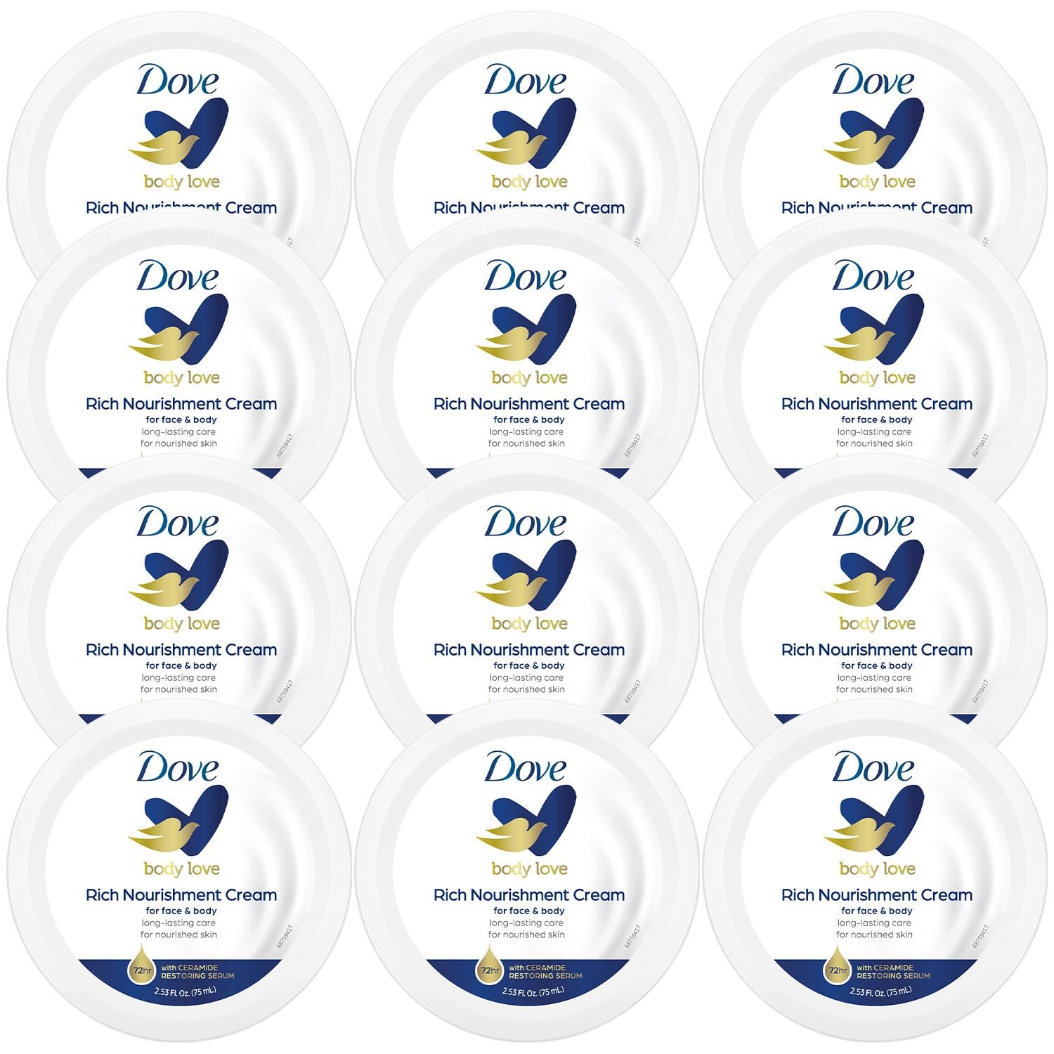 Dove Body Love crema nutritiva en frasco, absorción rápida para piel extremadamente seca.