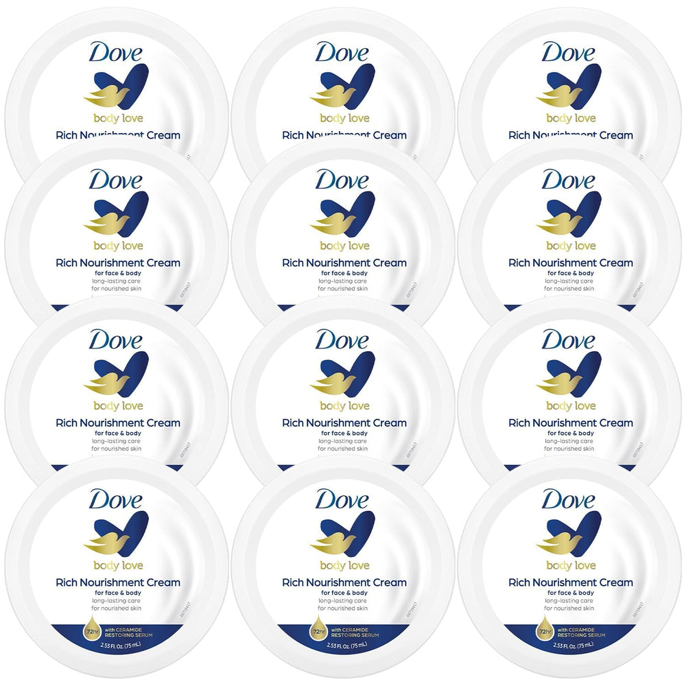 Dove Body Love crema nutritiva en frasco, absorción rápida para piel extremadamente seca.