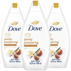 Dove gel de ducha con manteca de karité y vainilla, hidratación suave para piel seca.
