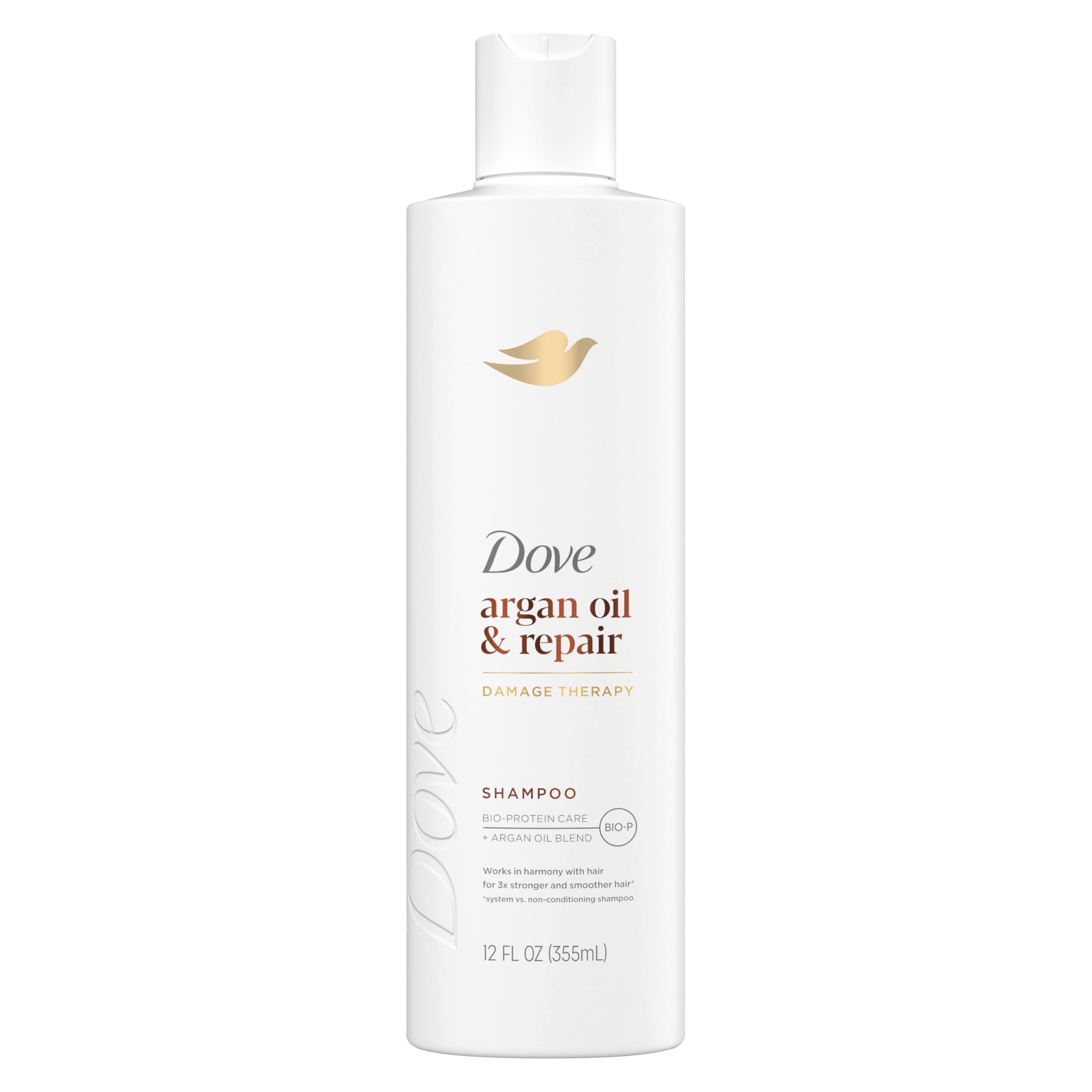 Dove Champú Aceite de Argán y Reparación, botella, cabello más suave tras cada lavado