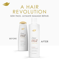 Dove Champú Aceite de Argán y Reparación, espuma suave que deja cabello manejable