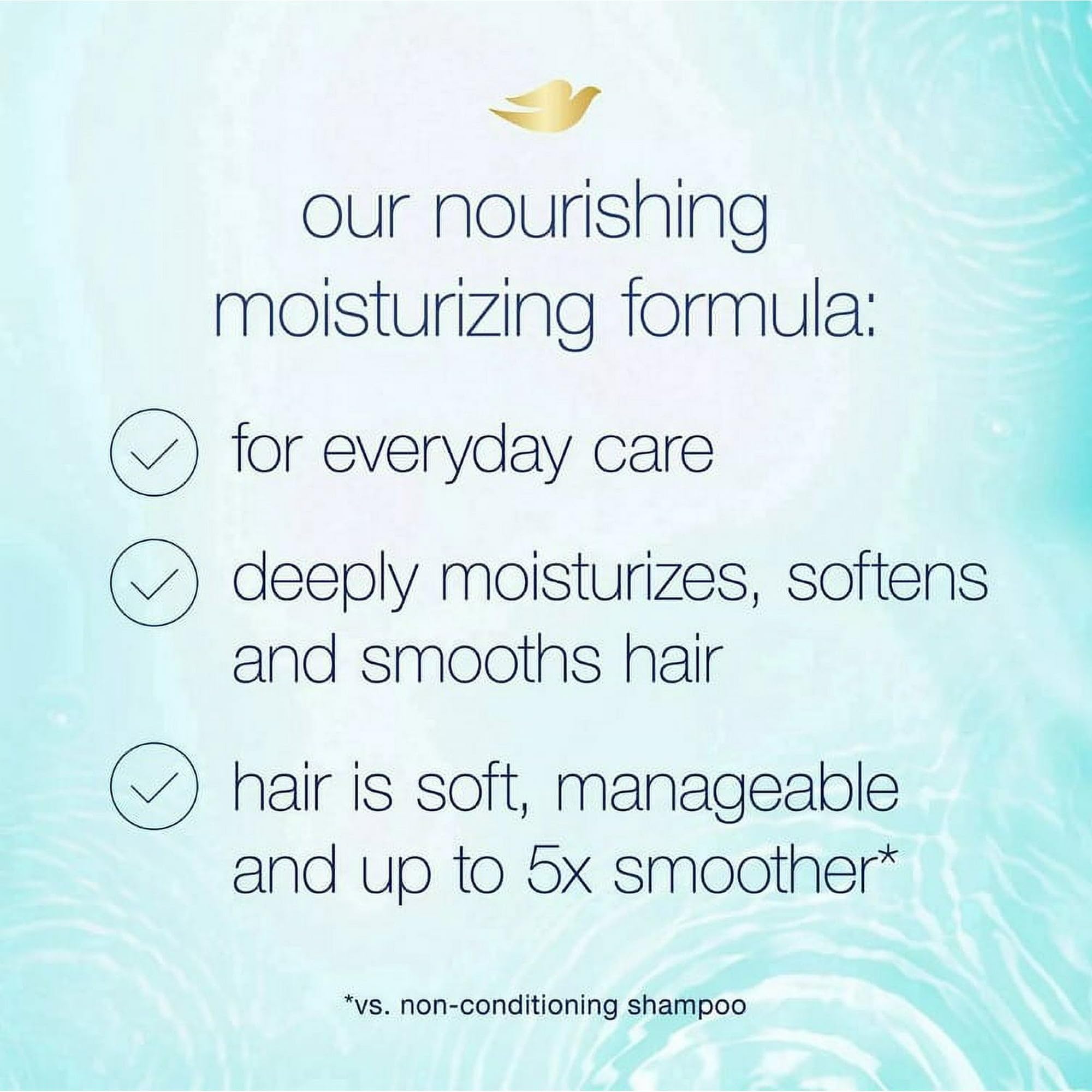 Dove Cheveux lisses et soyeux après lavage grâce au duo hydratant.