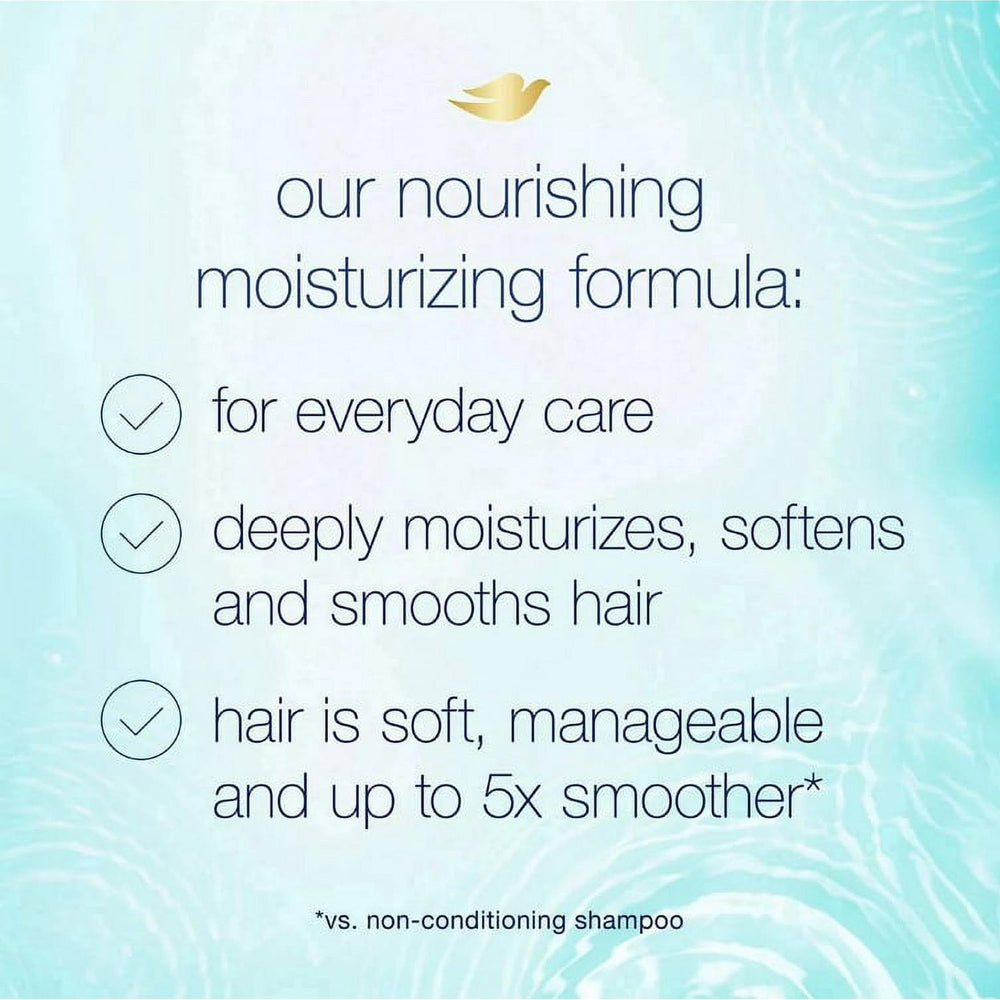 Dove Cheveux lisses et soyeux après lavage grâce au duo hydratant.