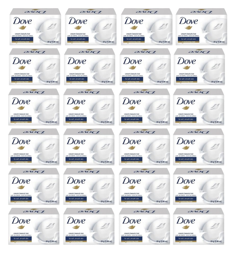 Dove Cream Beauty Bar travel-size pack image: twelve compact bars for on-the-go cleansing.