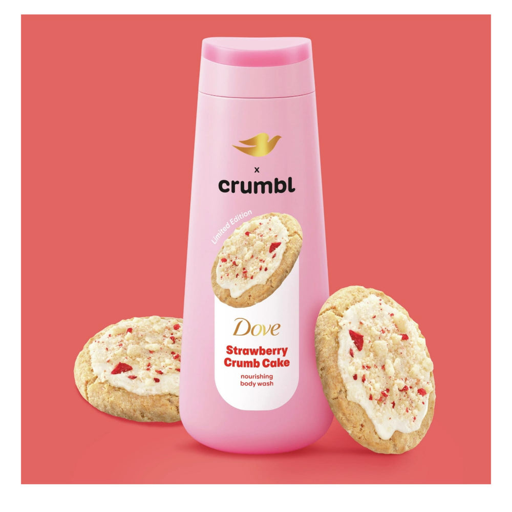 Dove Crumbl botella edición limitada, diseño único para la ducha.