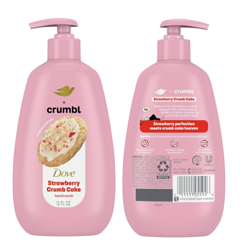 Dove Crumbl packaging emphasizes the 5x moisture complex for nourished hands