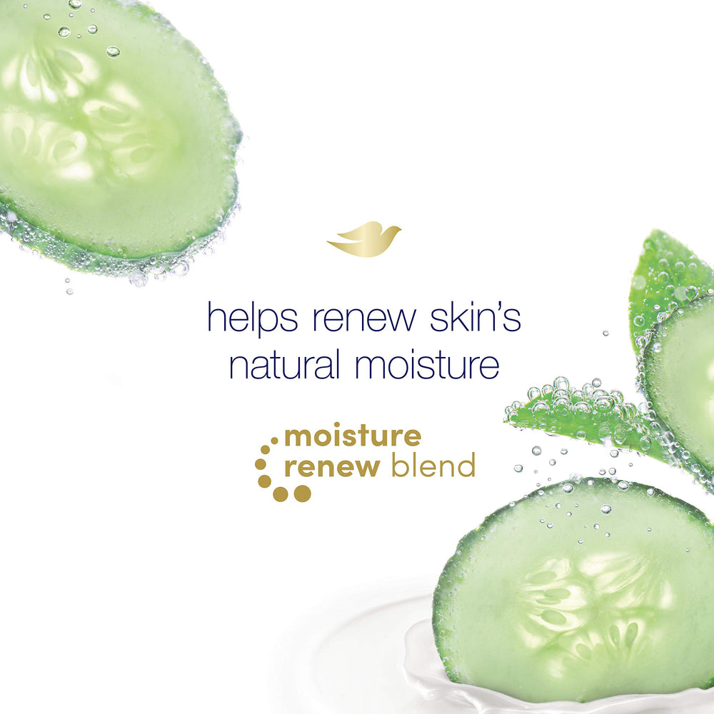 Dove Cucumber Green Tea: close-up de ingredientes visibles que nutren la piel