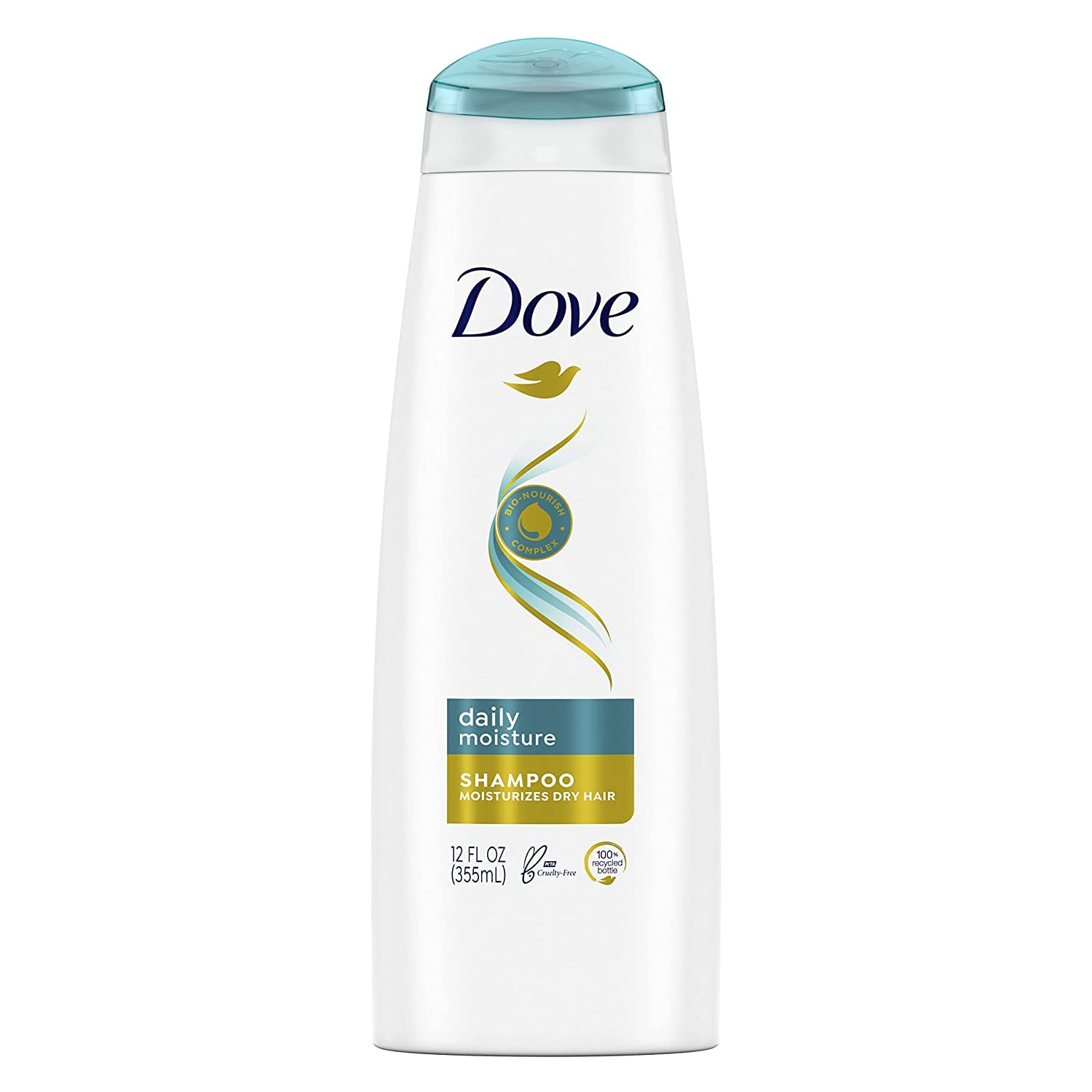 Dove Daily Moisture Shampoo bottle shows the nourishing Pro-Moisture Complex for soft hair.