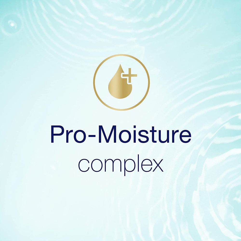 Dove Daily Moisture Shampoo rinse close-up highlights light, non-heavy feel.